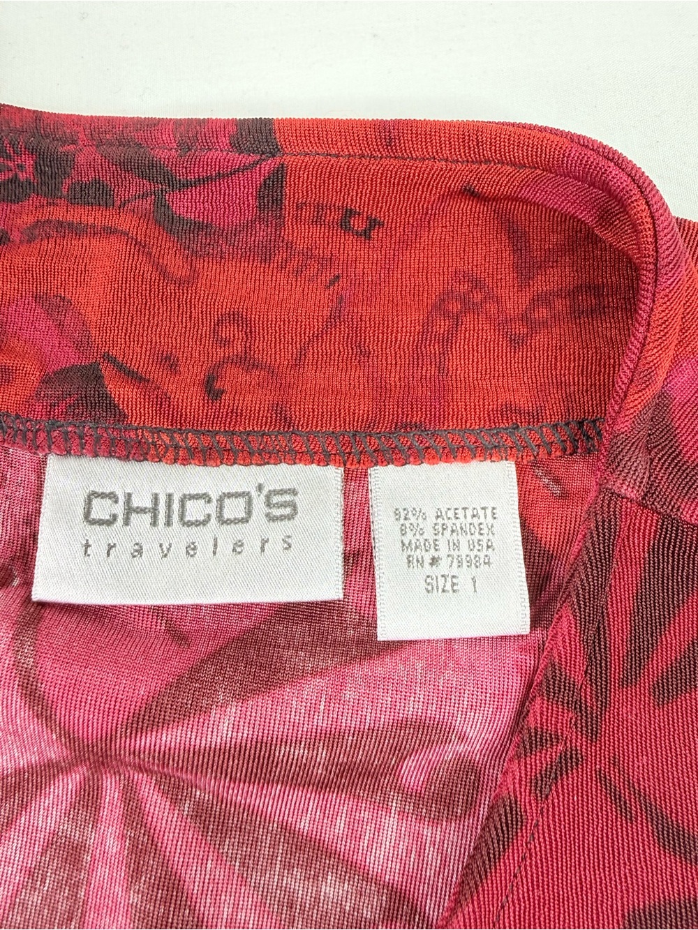 Chico's Travelers Raspberry Printed Three-Piece Set Jacket/Shell/Pants Medium - Picture 8 of 16